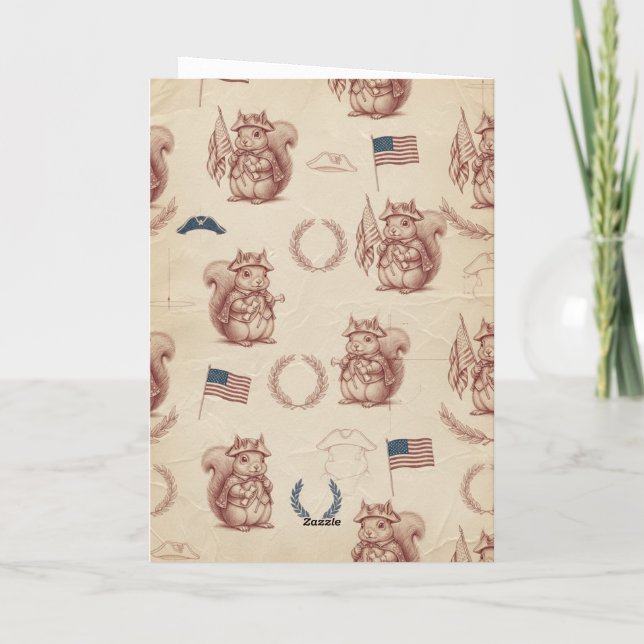 Tarjeta Festiva Renaissance Sanguine Patriotic Squirrel Card (Reverso)