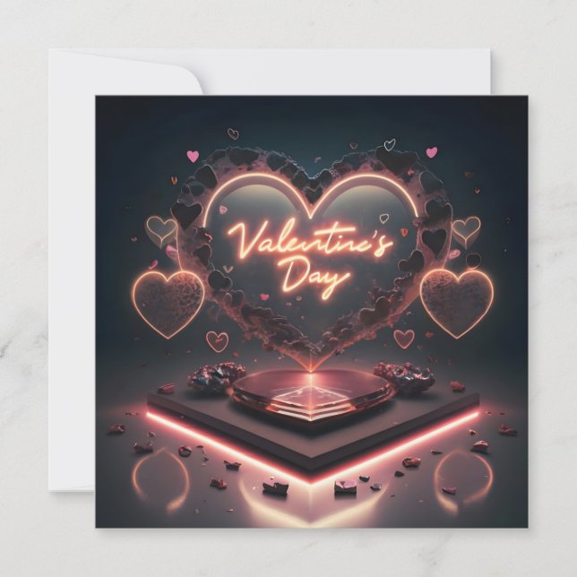 Tarjeta Festiva renderizado 3D con texto Feliz Día de San Valentín (Anverso)