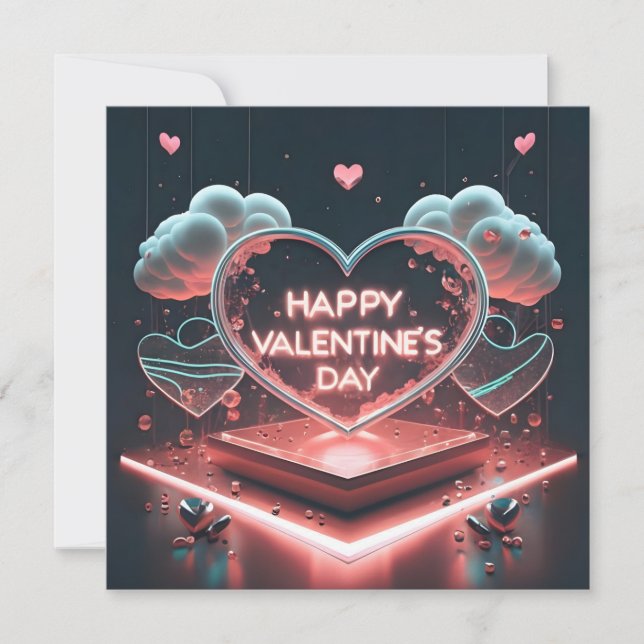 Tarjeta Festiva renderizado 3D Feliz Día de San Valentín (Anverso)