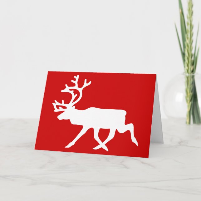 Tarjeta Festiva Reno blanco / Silhouette Caribou (Anverso)