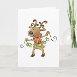 Tarjeta Festiva Reno con luces Navidades