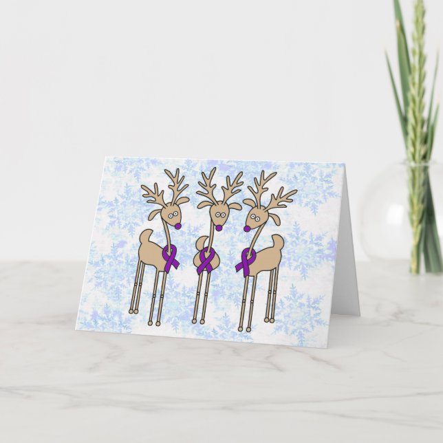 Tarjeta Festiva Reno de Cinta Púrpura - Enfermedad de Alzheimer (Anverso)