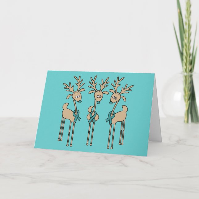 Tarjeta Festiva Reno de cinta verde azulada (Anverso)