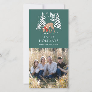 Tarjeta Festiva Reno de Woodland en invierno