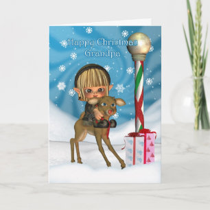 Tarjeta Festiva Reno del duende del abuelo del navidad, Rudolf,