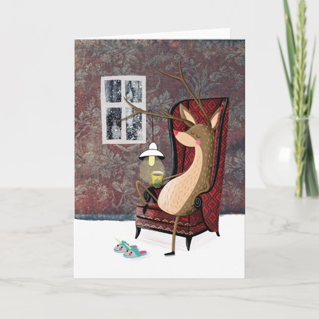 Tarjeta Festiva Reno elegante (Anverso)