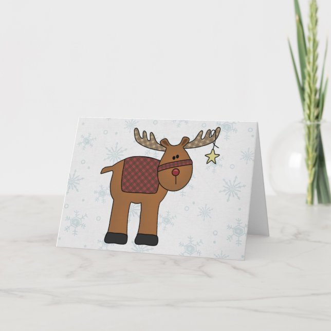 Tarjeta Festiva Reno en nieve (Anverso)