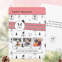 Tarjeta Festiva Reno Escandinavo Moderno Rosa 3 Foto