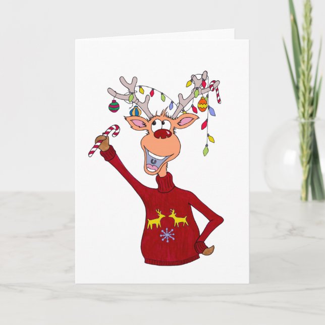 Tarjeta Festiva Reno feliz (Anverso)