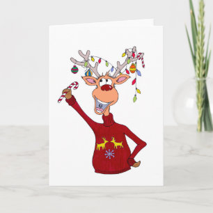 Tarjeta Festiva Reno feliz