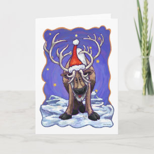 Tarjeta Festiva Reno festivo en Navidades de Santa Hat