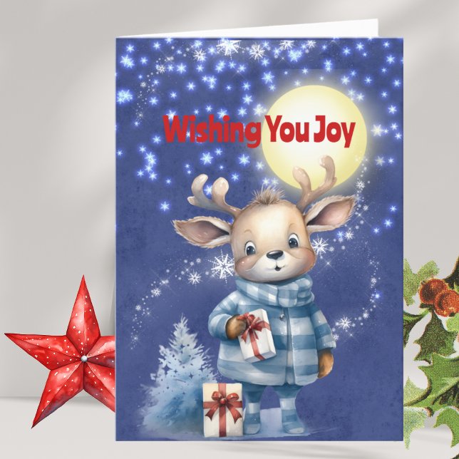 Tarjeta Festiva Reno lindo en la alegría de los Navidades de la lu (Subido por el creador)