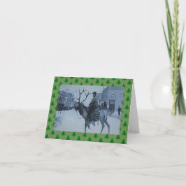 Tarjeta Festiva Reno occidental w/snowman del vintage de la