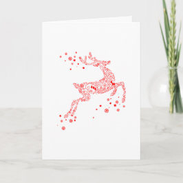 Tarjeta Festiva ¡Reno Rojo, Fröhliche Weihnachten!