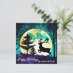 Tarjeta Festiva Reno saltarín Fiesta de luna llena*personalizar*