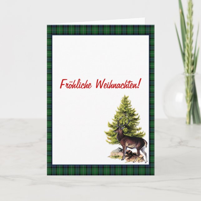 Tarjeta Festiva ¡Reno verde, Fröhliche Weihnachten! (Anverso)