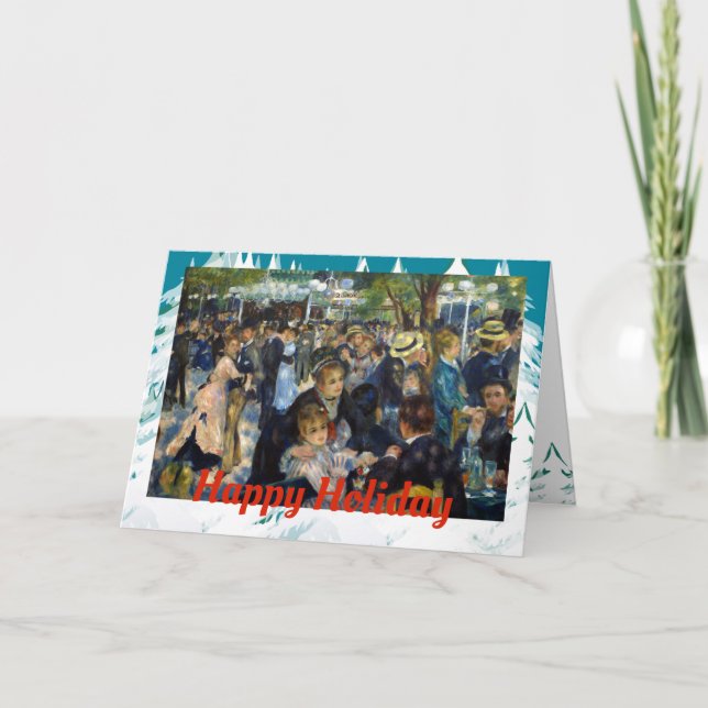 Tarjeta Festiva Renoir Moulin de la Galette Trees Frame Navidades (Anverso)