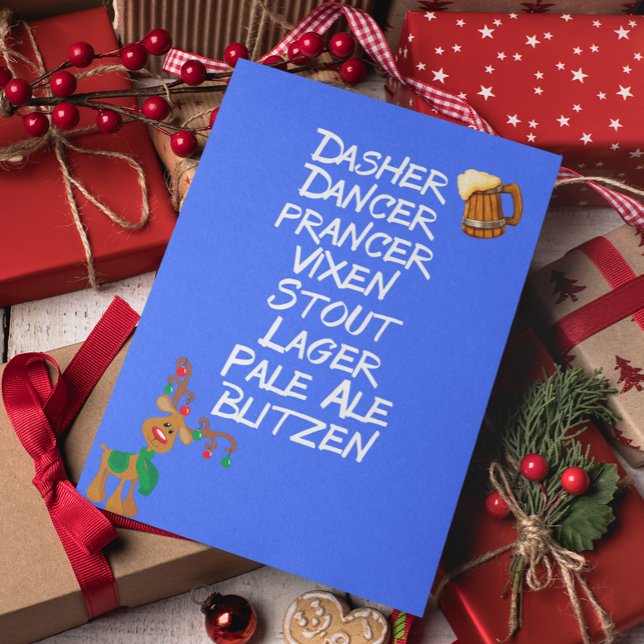 Tarjeta Festiva Renos Cerveza nombra a Navidades Rudolph Divertido (Subido por el creador)