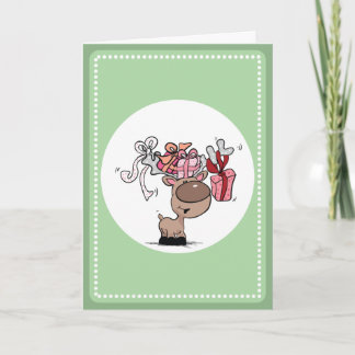 Tarjeta Festiva Renos Con Cajas De Regalo