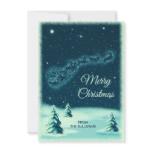 Renos lanzando esquisto de Santa en el cielo noctu