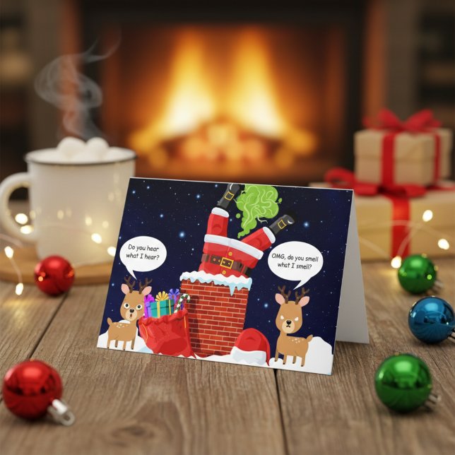 Tarjeta Festiva Renos Navideños Apestosos Dibujo Animado Divertido (Santa really said ‘let it rip,’ and honestly? Respect. 💀💨🎄)