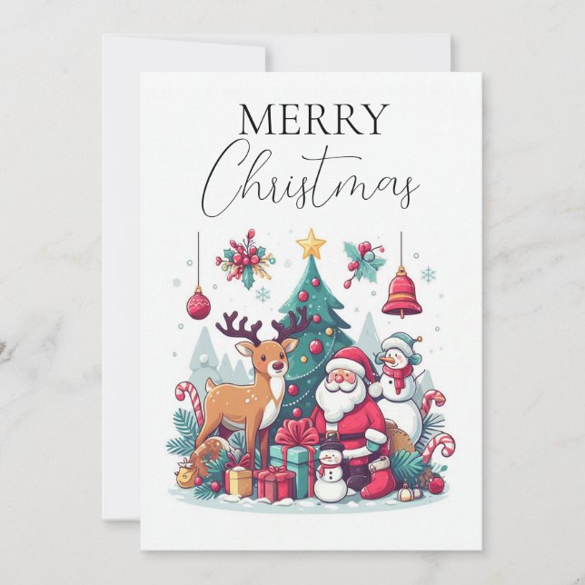 Tarjeta Festiva Renos Y Claus Cheer (Anverso)