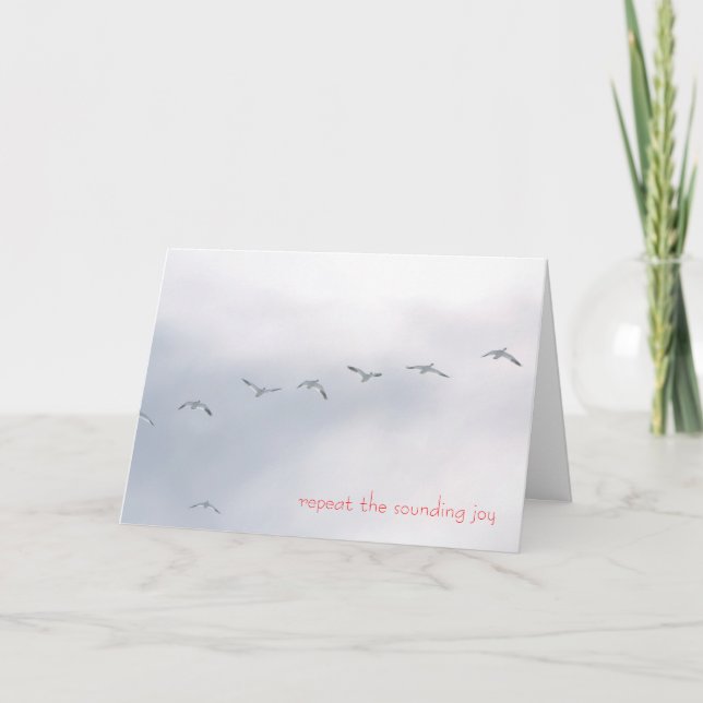 Tarjeta Festiva Repetir la alegría sonora - Nieve Geese (Anverso)