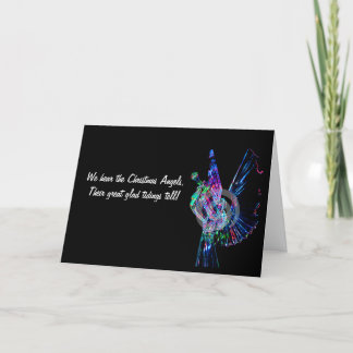 Tarjeta Festiva Representa un ángel iluminado soplando una trompet