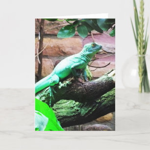 Tarjeta Festiva Reptiles de lagarto verde