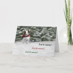 Tarjeta Festiva Rescate de bulldoges cayendo por la nieve