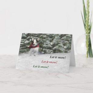 Tarjeta Festiva Rescatistas de Bulldog cayendo por la nieve