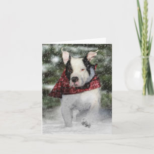 Tarjeta Festiva Rescatistas de Bulldog cayendo por la nieve