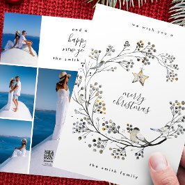 Tarjeta Festiva Reseña del año de la corona orgánica multiCollage 