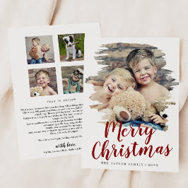 Tarjeta Festiva Reseña del año navideño de la mora roja cepillada