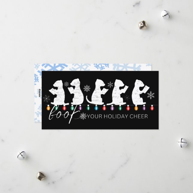 Tarjeta Festiva Reserva tu ferret de Navidades divertidos en vacac (Anverso/Reverso In Situ)