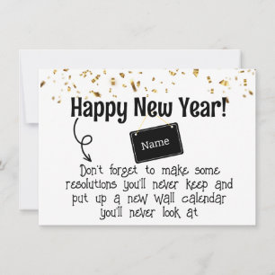 Tarjeta Festiva Resolución sarcástica divertida año nuevo feliz co