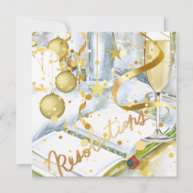 Tarjeta Festiva Resoluciones de Año Nuevo (Anverso)