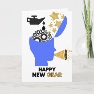 Tarjeta Festiva Resoluciones Feliz Año Nuevo Nuevo Engranaje