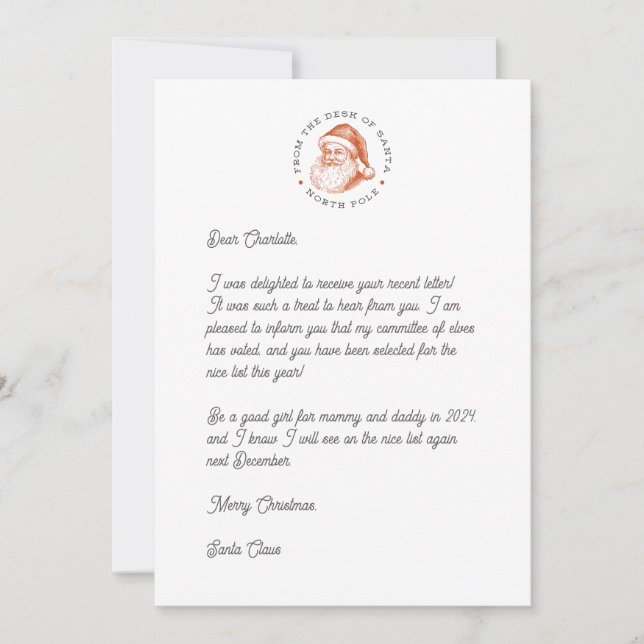 Tarjeta Festiva Respuesta a la Santa Carta sobre la Estacionería (Anverso)