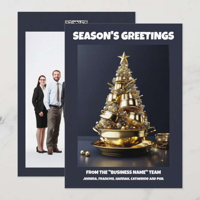 Tarjeta Festiva Restauración culinaria de un chef de cocina navide (Anverso / Reverso)