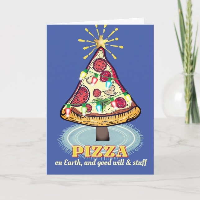 Tarjeta Festiva Restaurante italiano Pizza Navidades Holida (Anverso)