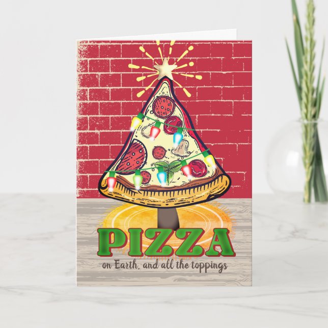 Tarjeta Festiva Restaurante italiano Pizza Navidades Holida (Anverso)