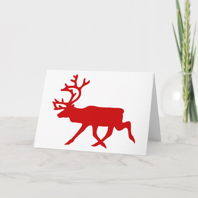 Tarjeta Festiva Resto Rojo / Silhouette Caribou (Anverso)