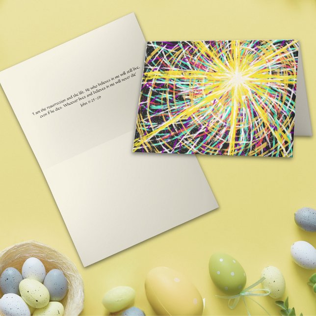 Tarjeta Festiva Resumen arte Resurrección Gloria Biblia de Pascua  (Easter Resurrection Glory Modern Christian Abstract Art folded Holiday greeting card)