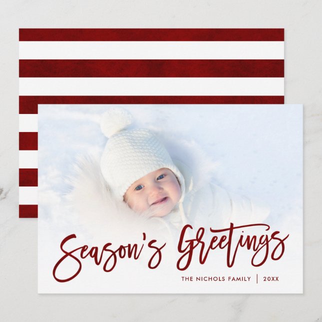 Tarjeta Festiva Resumen de fotos de guiones rojos de los saludos d (Anverso / Reverso)