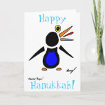 Tarjeta Festiva Resumen de Penguin: '¡Feliz Hanukkah!'Tarjeta<br><div class="desc">¡Mira divertida y genial con este impresionante diseño abstracto de Pingüino! ¡CUIDADO! El diseño presenta mi pingüino abstracto original,  dibujado a mano en lápiz y tinta,  y de color digital. Copyright 2012 por Sunny</div>