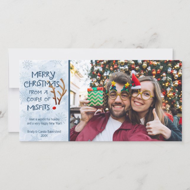 Tarjeta Festiva Resumen de renos de nariz roja, de inadaptados (Anverso)