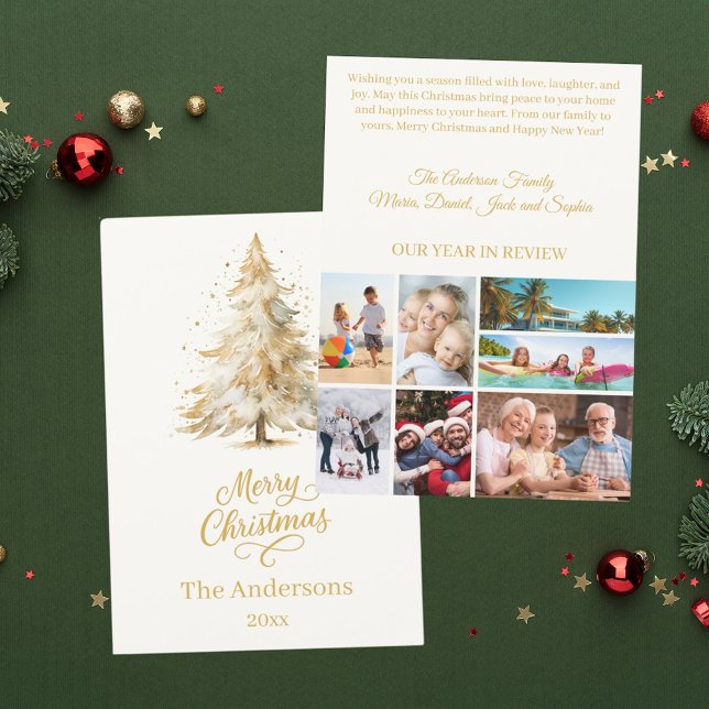 Tarjeta Festiva resumen del año de la foto beige de la nieve del á (Subido por el creador)