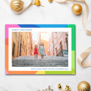 Tarjeta Festiva Resumen del Arcoiris Único 2 fotos de Navidades mo