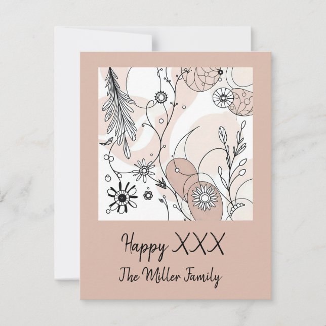 Tarjeta Festiva Resumen estético Minimalista de Boho Brown (Anverso)